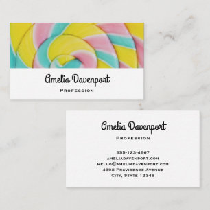 Pastel Rainbow Spiral Candy Photo Business Card