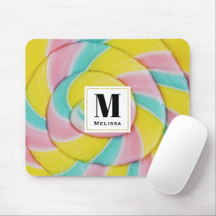 Pastel Rainbow Spiral Candy Photo Mouse Mat