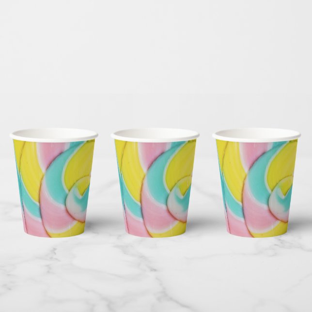Pastel Rainbow Spiral Candy Photo Paper Cups (Multi)