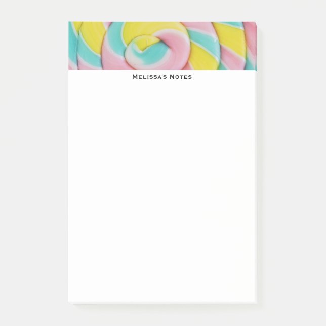 Pastel Rainbow Spiral Candy Photo Post-it Notes (Front)