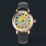 Pastel Rainbow Spiral Candy Photo Watch<br><div class="desc">A watch with a yummy photo. A macro photo of a lollipop. Blue pink and yellow pastel colours in a spiral pattern.</div>