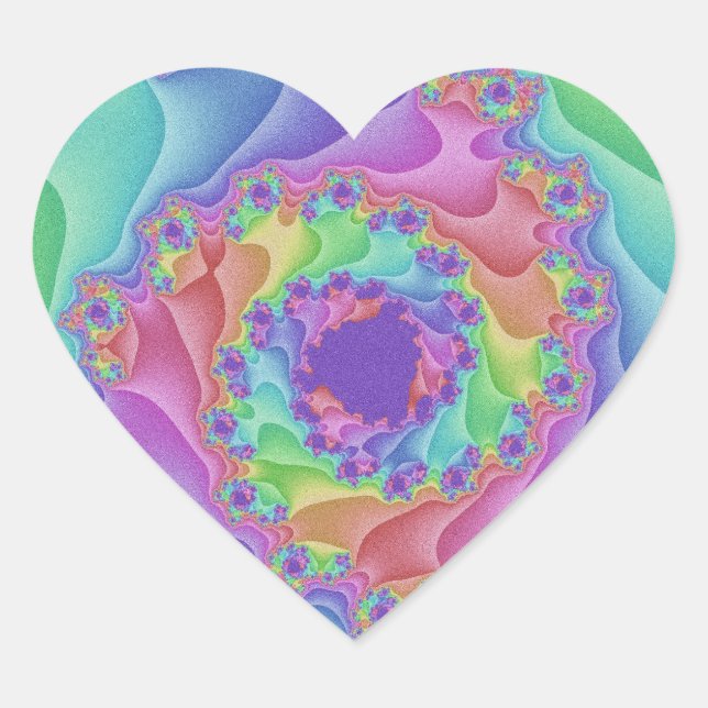 Pastel Rainbow Spiral Heart Sticker (Front)