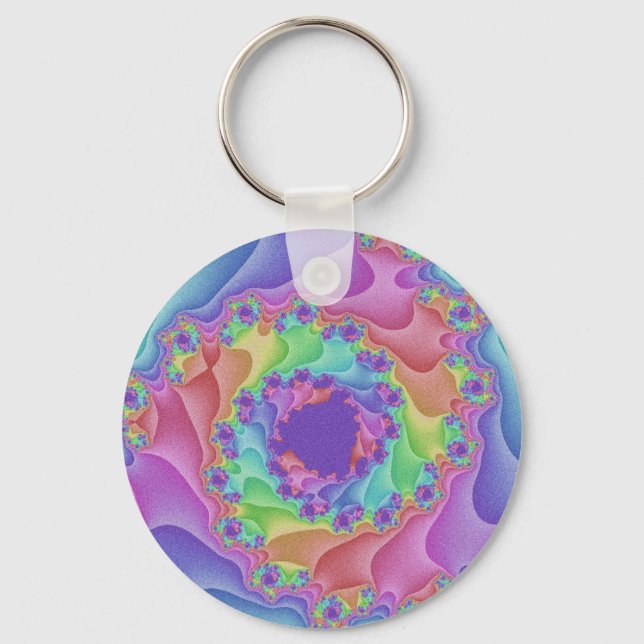 Pastel Rainbow Spiral Key Ring (Front)