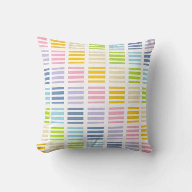 Pastel Rainbow Squares and Stripes Cushion (Front)