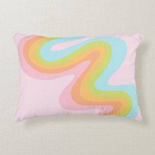 Pastel rainbow squiggle decorative cushion