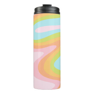 Pastel rainbow squiggle thermal tumbler