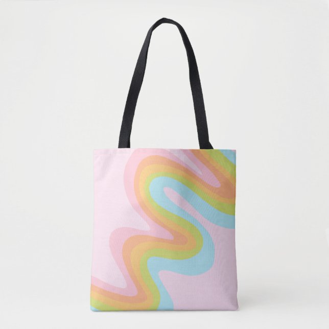 Pastel rainbow squiggle tote bag (Front)