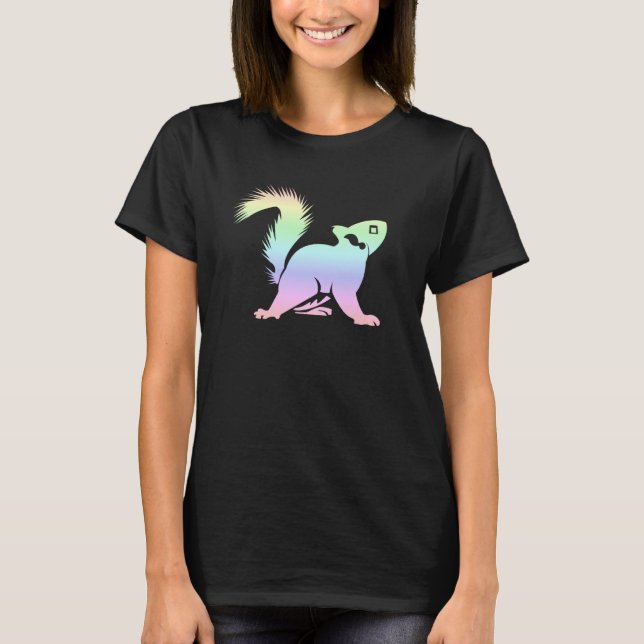 Pastel Rainbow Squirrel Silhouette Cute T-Shirt (Front)
