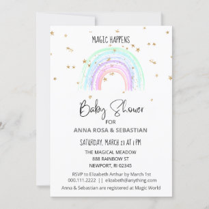 *~* Pastel Rainbow Stars Baby Shower Invitation