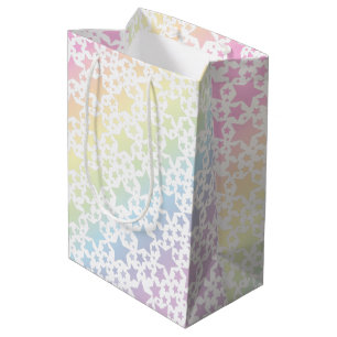 Pastel Rainbow Stars Baby Shower Simple Modern Medium Gift Bag