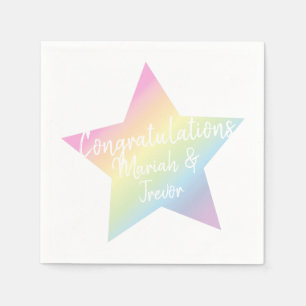Pastel Rainbow Stars Baby Shower Simple Modern Napkin