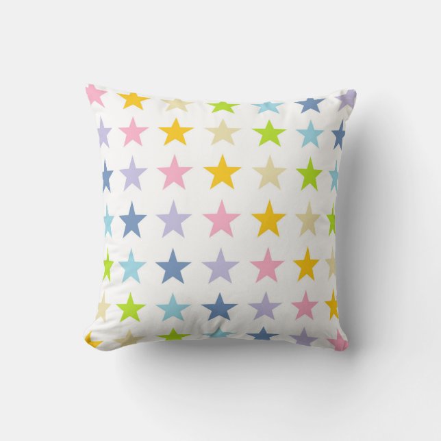 Pastel Rainbow Stars Cushion (Front)