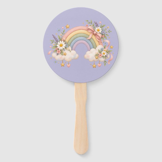 Pastel Rainbow Stationery  Hand Fan (Front)
