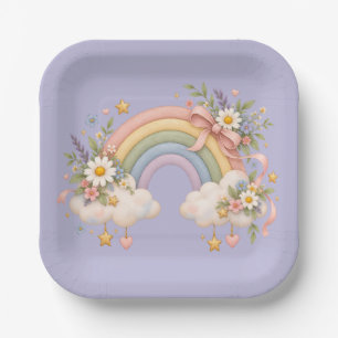 Pastel Rainbow Stationery  Paper Plate