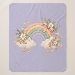 Pastel Rainbow Stationery Sherpa Blanket