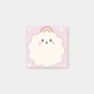 Pastel Rainbow Sticky Notes with Clouds Post It
