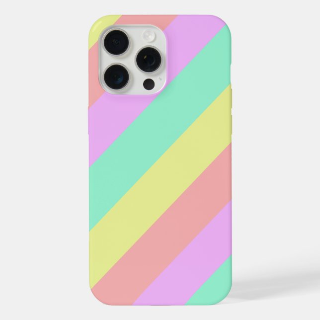 Pastel Rainbow Striped Pattern iPhone Case (Back)
