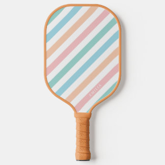 Pastel Rainbow Striped Pickleball Paddle