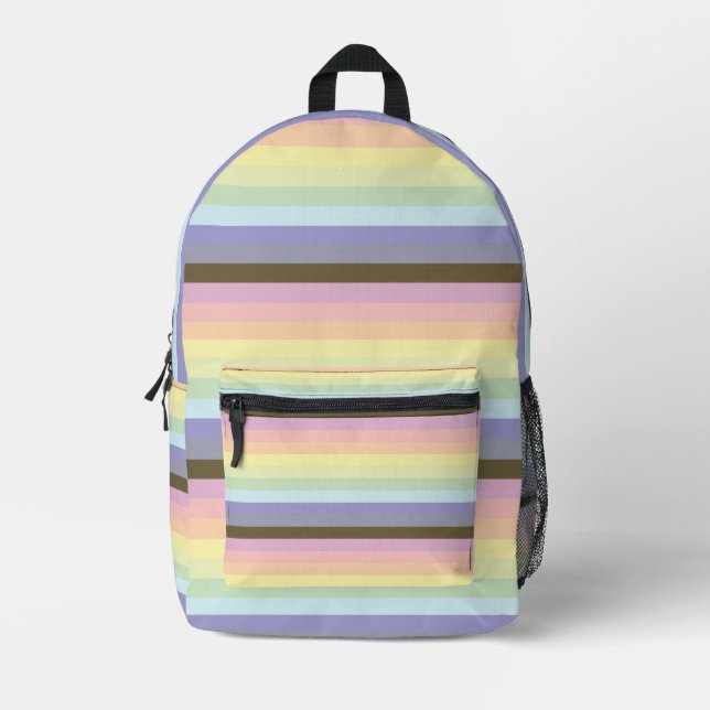 Pastel Rainbow Striped Print Cut Sew Bag (Front)