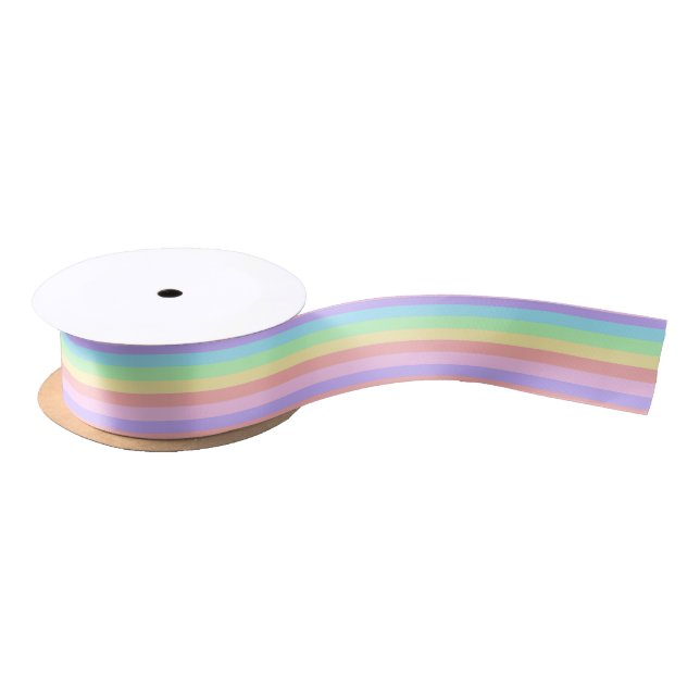 Pastel Rainbow Striped Rainbowcore Decora Kei Satin Ribbon (Spool)