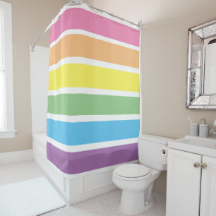Pastel Rainbow Striped Shower Curtain