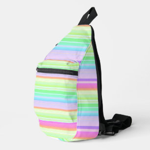 Pastel rainbow striped sling bag