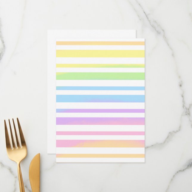 Pastel Rainbow Stripes Abstract Blur Art Design Menu (Front/Back In Situ)