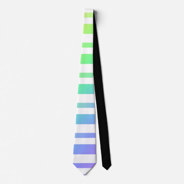 Pastel Rainbow Stripes Abstract Blur Art Design Tie (Front)