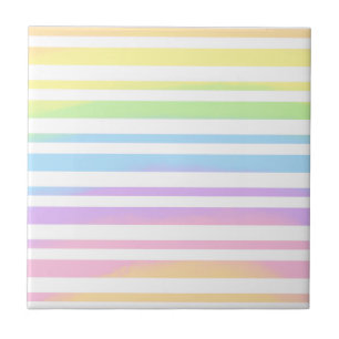 Pastel Rainbow Stripes Abstract Blur Art Design Tile