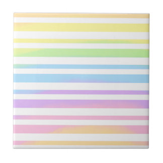 Pastel Rainbow Stripes Abstract Blur Art Design Tile