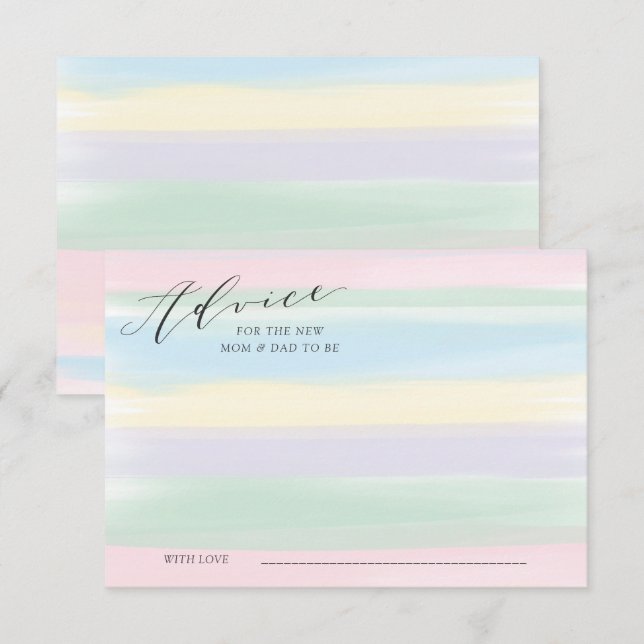 Pastel Rainbow Stripes Advice Card Baby Shower (Front/Back)