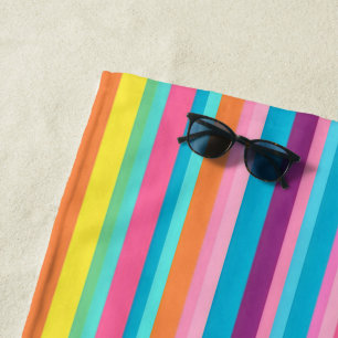 Pastel Rainbow Stripes Beach Towel