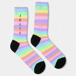 Pastel Rainbow Stripes Decora Style Socks