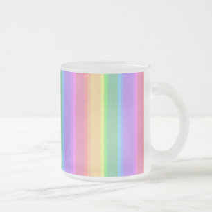 Pastel rainbow stripes frosted glass coffee mug