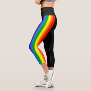 Pastel Rainbow Stripes Gay Pride LGBT Support Capri Leggings