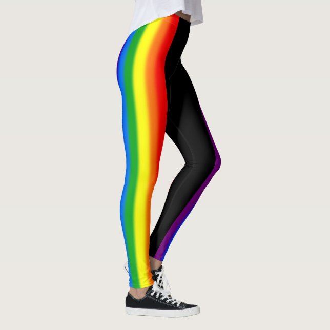 Pastel Rainbow Stripes Gay Pride LGBT Support Leggings (Right)