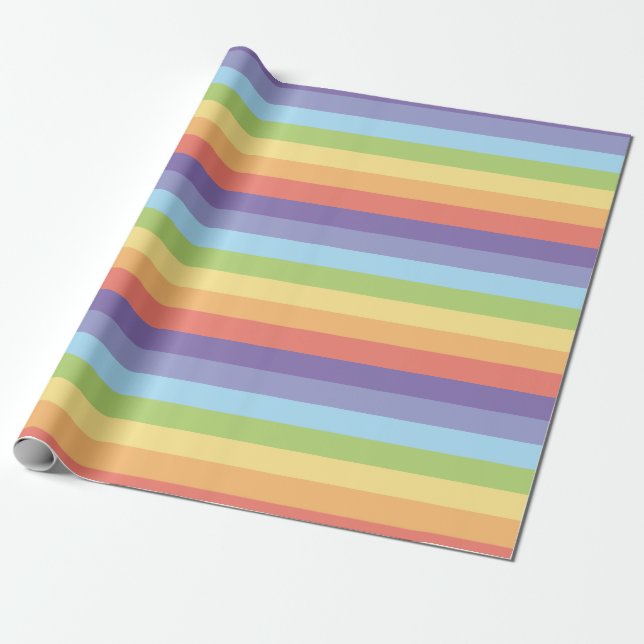 Pastel rainbow stripes Gay Pride Wrapping Paper (Unrolled)