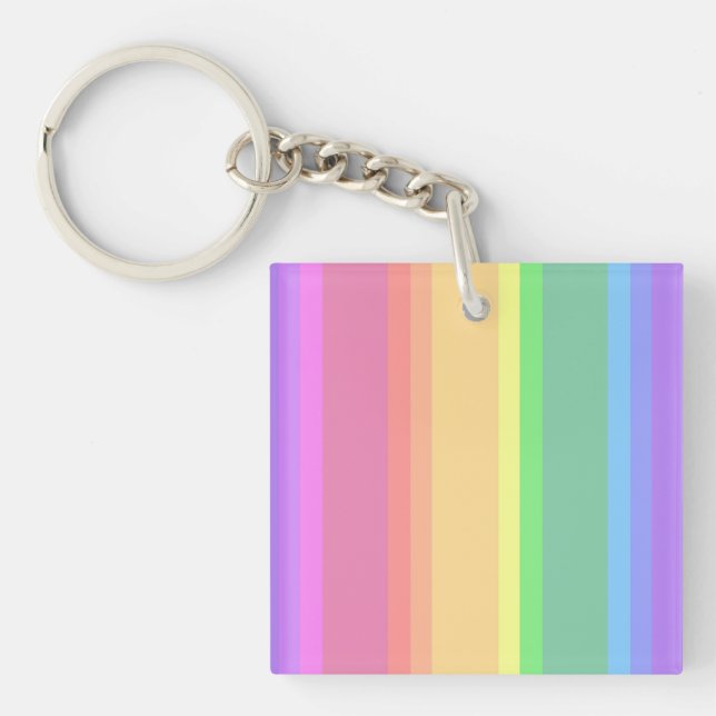 Pastel rainbow stripes key ring (Front)