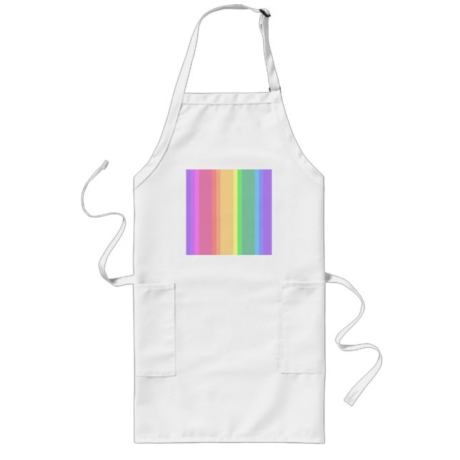 Pastel rainbow stripes long apron (Front)