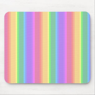 Pastel rainbow stripes mouse mat