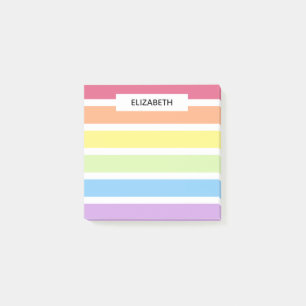Pastel Rainbow Stripes Name Personalise Post-it Notes