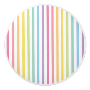 Pastel Rainbow Stripes Pattern Ceramic Knob