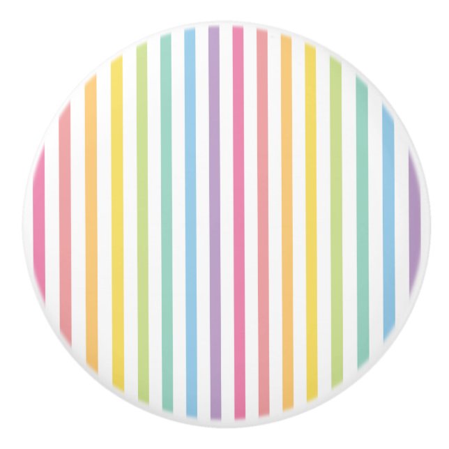 Pastel Rainbow Stripes Pattern Ceramic Knob (Front)