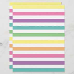Pastel Rainbow Stripes Pattern Scrapbook Paper