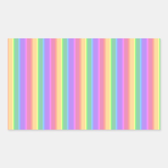 Pastel rainbow stripes rectangular sticker (Front)