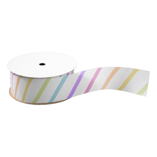 Pastel Rainbow Stripes Ribbon Grosgrain Ribbon (Spool)