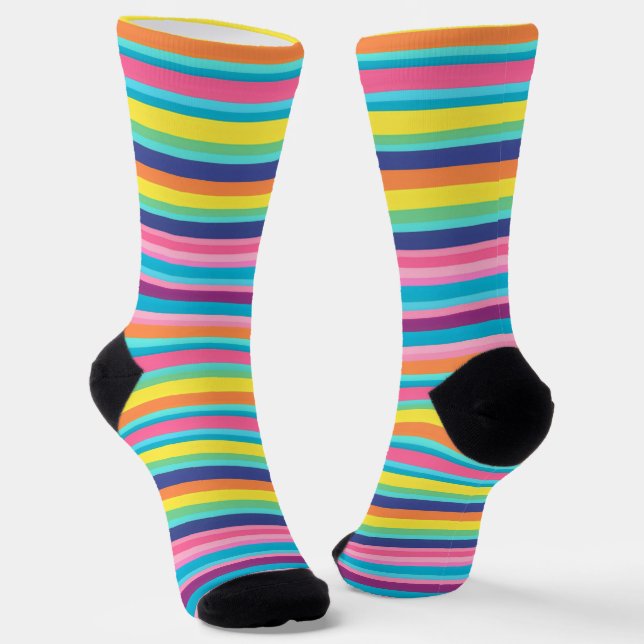 Pastel Rainbow Stripes Socks (Angled)