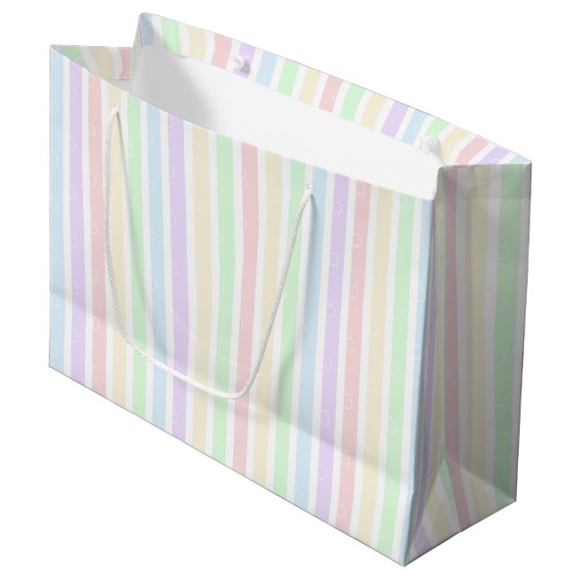 pastel rainbow stripes Wrapping Paper Large Gift Bag (Front Angled)