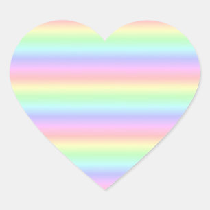 Pastel Rainbow Strips - Pattern Heart Sticker