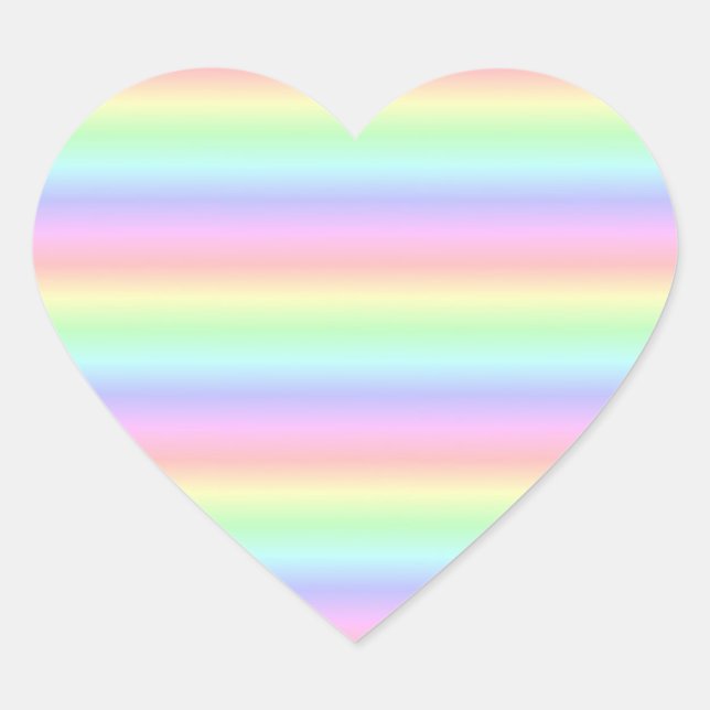 Pastel Rainbow Strips - Pattern Heart Sticker (Front)